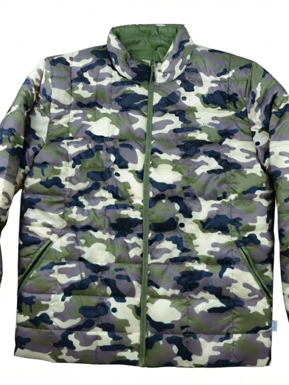 Magellan Men's Puffer Jacket Full Zip Reversible Insulated Camo/Green XL NEW